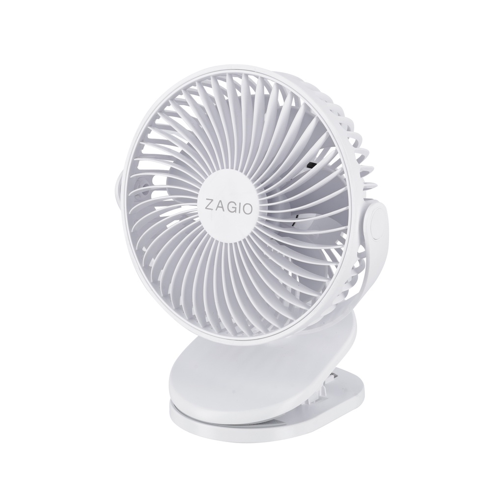 พัดลมไร้สายแบบหนีบ 5 นิ้ว ZAGIO รุ่น ZG-9158 WH สีขาว