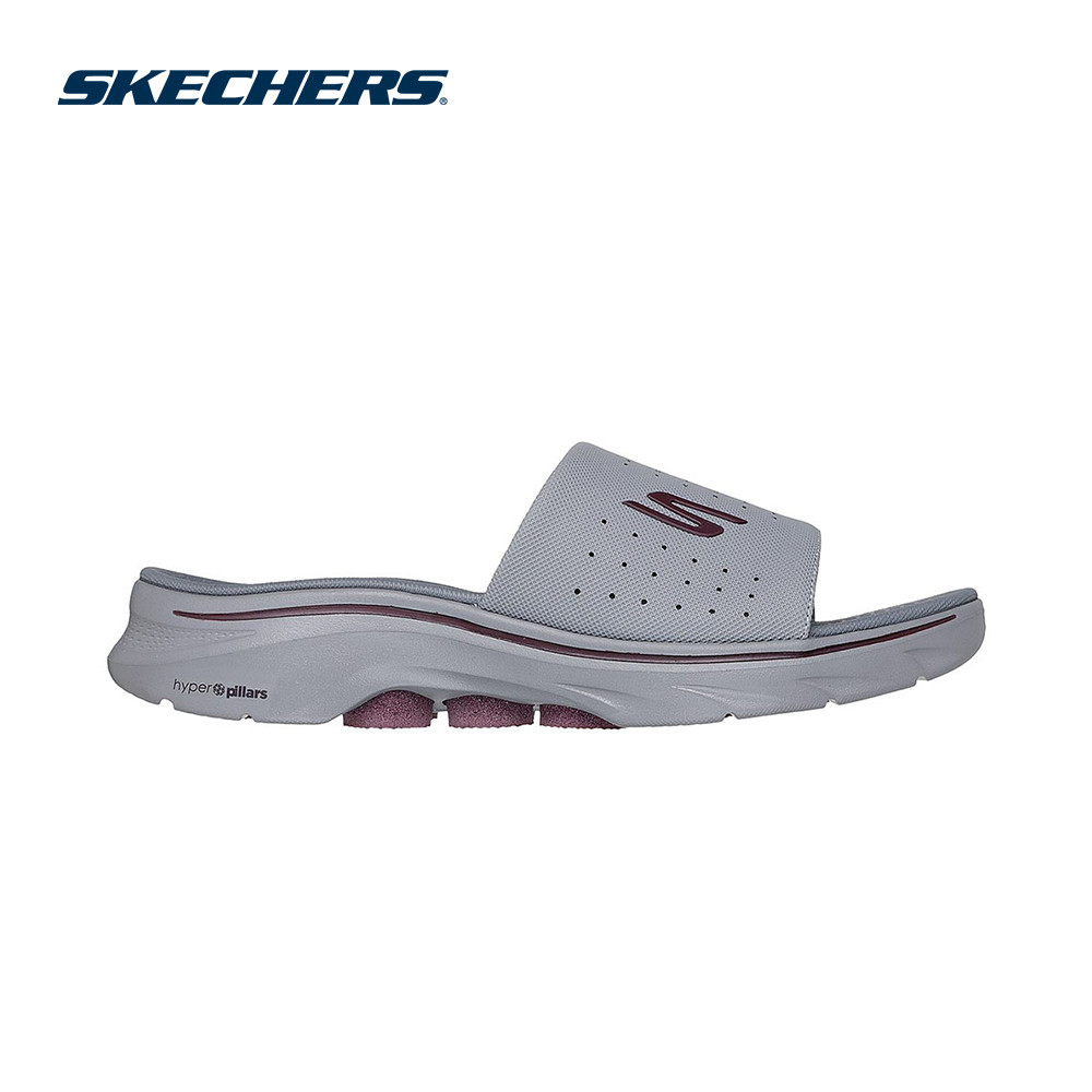 Skechers GOwalk 7 Men On-The-GO รองเท้าแตะผู้ชาย สายปรับได้ Goga Mat® Hyper Pillar (Jetty II) 229357-GYBU Goga Mat