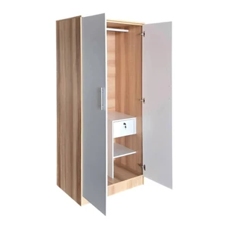 FURDINI ตู้เสื้อผ้า 2 บานเปิด HERO 80 ซม. สี NATURAL OAK/ขาว จัดส่งโดย HomePro