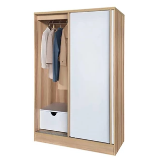 [จัดส่งพร้อมประกอบ] FURDINI ตู้เสื้อผ้าบานเลื่อน HERO 120 ซม. สี NATURAL OAK/ขาว จัดส่งโดย HomePro