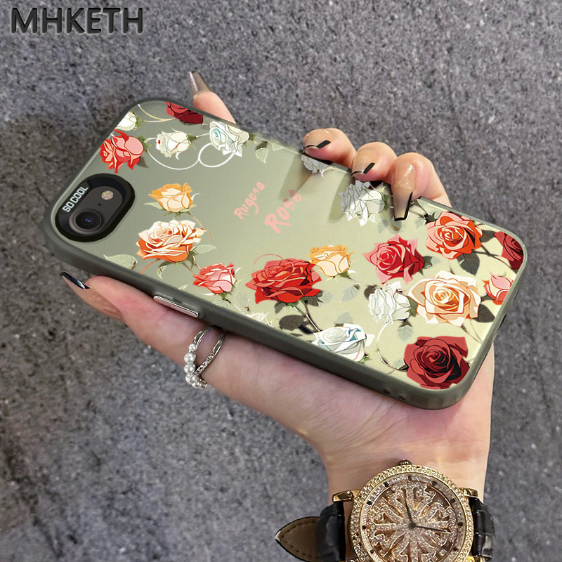 MHKETH เคสสำหรับ iPhone 6 Plus 6s Plus 7 Plus 8 Plus SE 2020 X Xr Xs Max เคสดอกกุหลาบสีสวยเคสโทรศัพท์มีลาย ราคา ถูกที่สุด ดีลบีเคเค แกลเลอรีภาพที่ 2