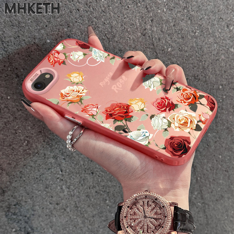 MHKETH เคสสำหรับ iPhone 6 Plus 6s Plus 7 Plus 8 Plus SE 2020 X Xr Xs Max เคสดอกกุหลาบสีสวยเคสโทรศัพท์มีลาย ราคา ถูกที่สุด ดีลบีเคเค แกลเลอรีภาพที่ 3