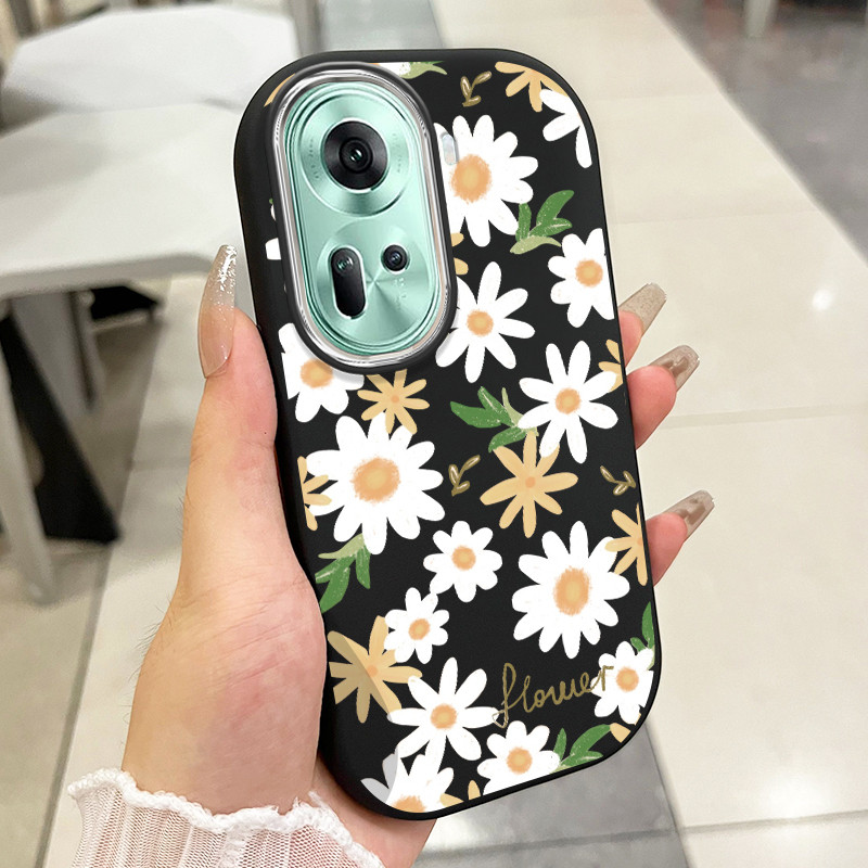 เคสสำหรับ OPPO Reno 11 5G 11 Pro 5G 11F 5G เคสโทรศัพท์ใบไม้ดอกไม้กันกระแทกกลมและอ้วน