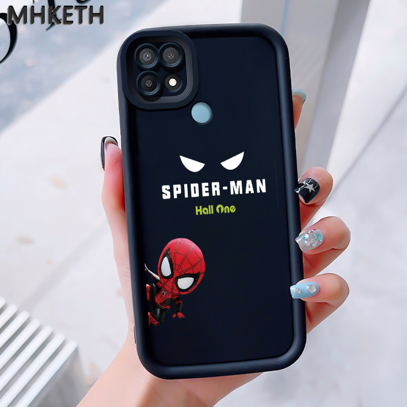 MHKEID เคสสำหรับ OPPO A15 A15s A35 เคสโทรศัพท์การ์ตูนสไปเดอร์แมนซิลิโคนกันกระแทก