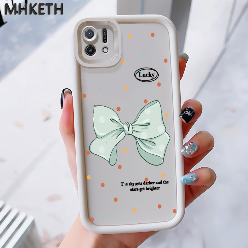 MHKEID เคสสำหรับ OPPO A16K A16E เคสป้องกันโทรศัพท์ตกลายโบว์สีชมพู - รูปที่ 2