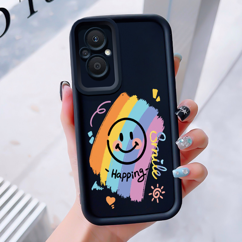 เคสสำหรับ OPPO Reno 7Z 5G 8Z 5G 7 Lite 5G 8 Lite 5G เคสโทรศัพท์โชคดีรอยยิ้มกันกระแทก