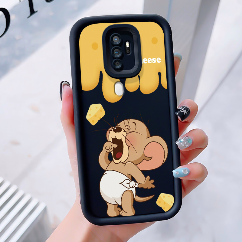 เคสสำหรับ OPPO A5 2020 A9 2020 เคสโทรศัพท์แมวหนูสามสีซิลิโคนกันกระแทก