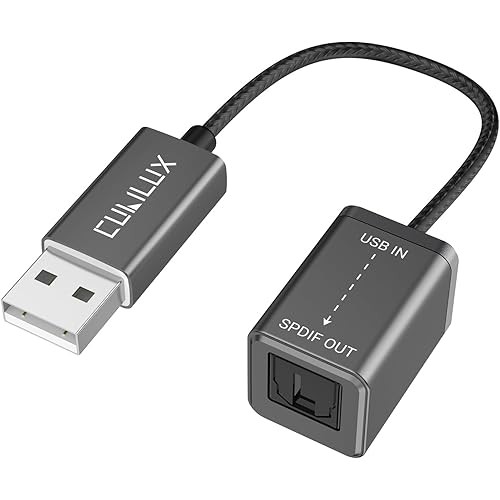 Cubilux USB A to SPDIF Optical Audio Conversion Adapter, TOSLINK Digital Cable, Transmitter, Compatible with Windows,...