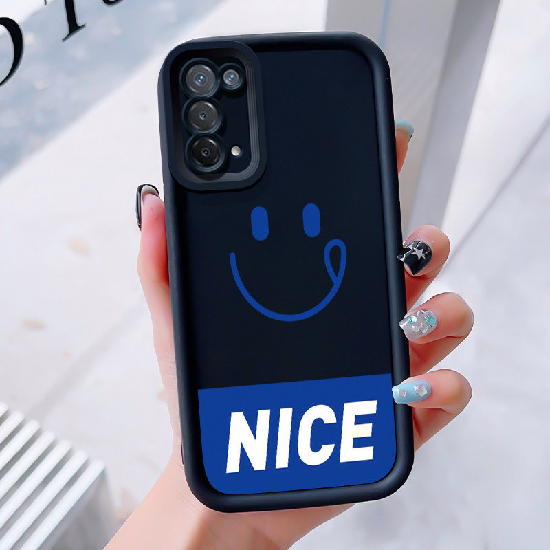 เคสสำหรับ OPPO A74 5G A54 5G เคสโทรศัพท์รอยยิ้มสามสีซิลิโคนกันกระแทก