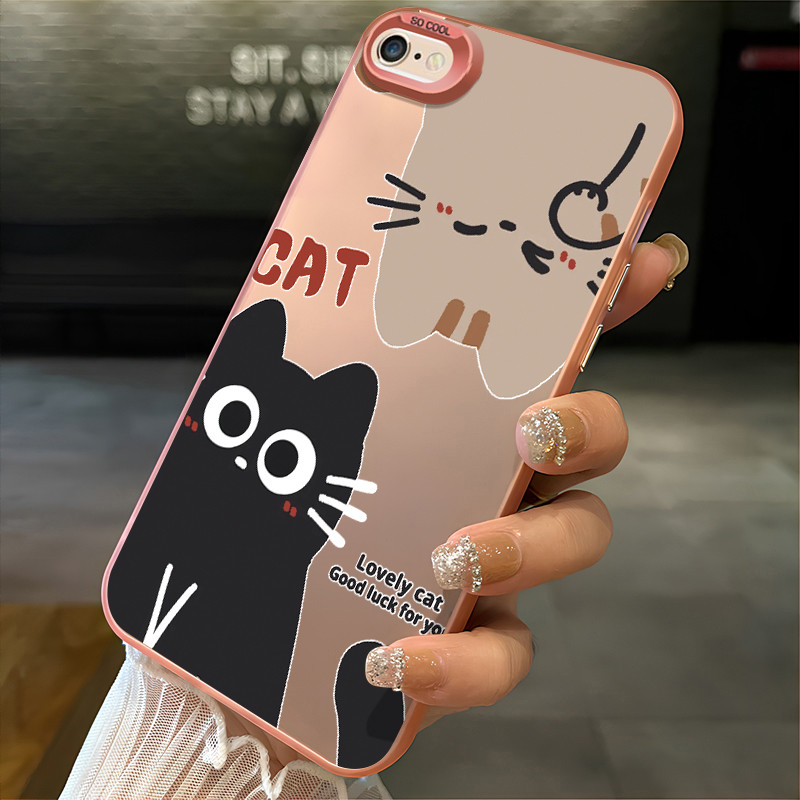 เคสสำหรับ iPhone 6 Plus 6s Plus 7 Plus 8 Plus SE 2020 X Xr Xs Max เคสโทรศัพท์แมวเปลือกแข็งกันกระแทก