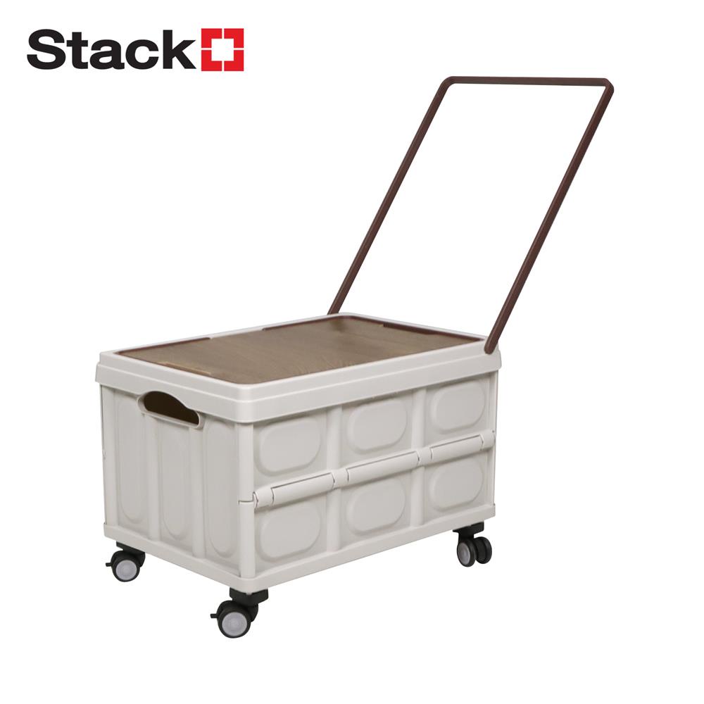 STACKO กล่องพับพร้อมท็อปไม้ มีล้อลาก GLAM 52X35.5X35.5 ซม. สีน้ำตาล จัดส่งโดย HomePro