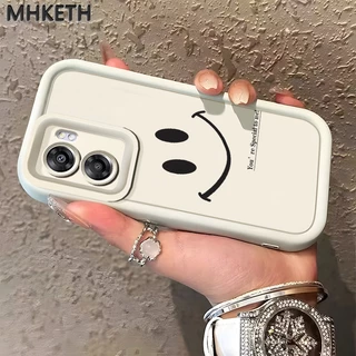 เคสสำหรับ OPPO A57 2022 A77 A2022 A54 A55 A57s A57e A77s เคสโทรศัพท์กันกระแทกซิลิโคนรูปหน้ายิ้มแบบเรียบง่าย