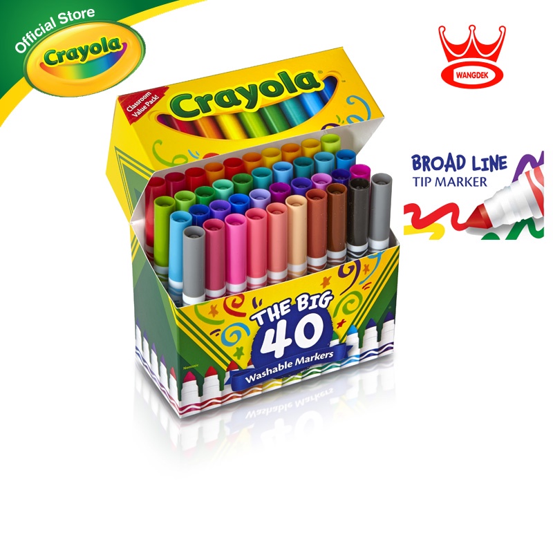 Crayola 40 colors Broad Line Ultra Clean Washable Marker เครโยล่า ปากกาสีเมจิก ล้างออกได้ 40สี 58-7858