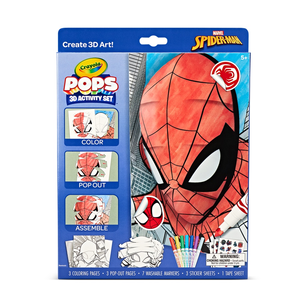 Crayola Pops Spiderman 3D Activity Set เครโยล่า ป็อปส์ สไปเดอร์แมน กระดาษศิลปะ 3มิติ และปากกาเมจิก 04-0740