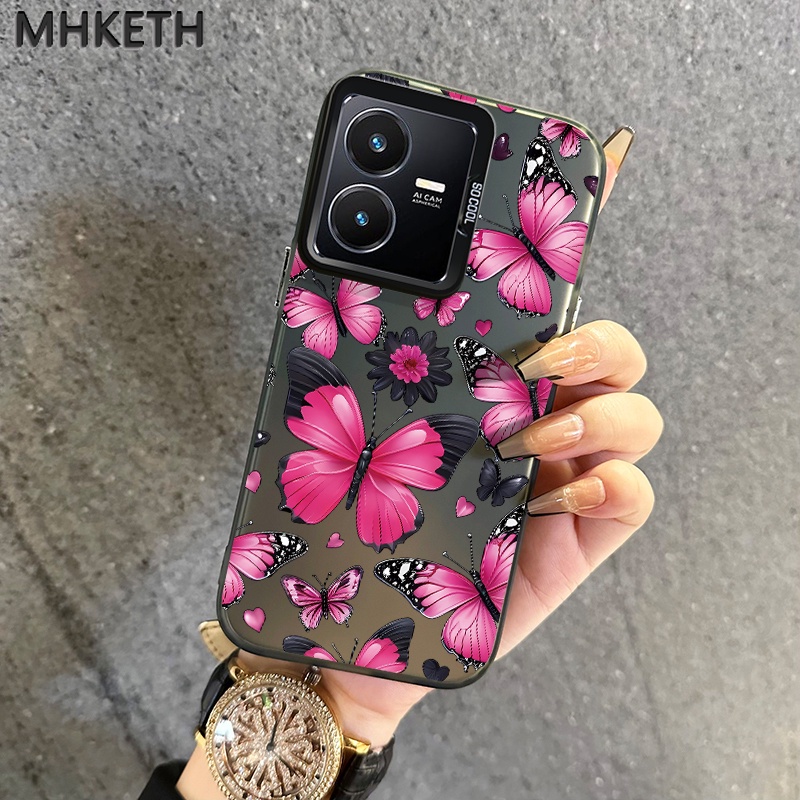 MHKETH เคสสำหรับ VIVO Y22 Y22s Y36 4G Y36 5G Y27 5G Y27S Y77T เคสโทรศัพท์ผีเสื้อสีสันสดใส