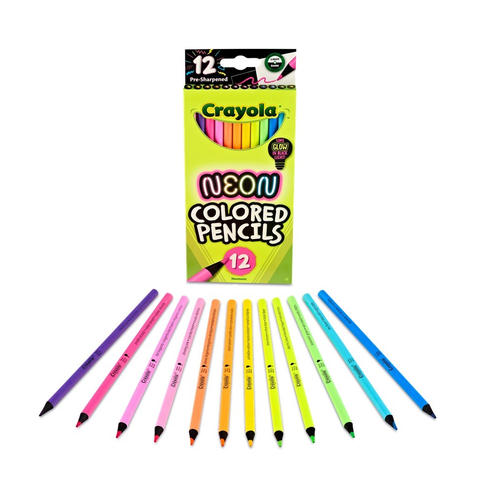 Crayola 12Ct Neon Colored Pencils เครโยล่า ดินสอสีนีออน 12สี 68-2119