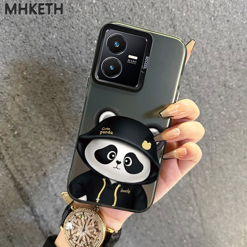 MHKETH เคสสำหรับ VIVO Y22 Y22s Y36 4G Y36 5G Y27 5G Y27S Y77T เคสโทรศัพท์การ์ตูนแพนด้าที่สร้างสรรค์
