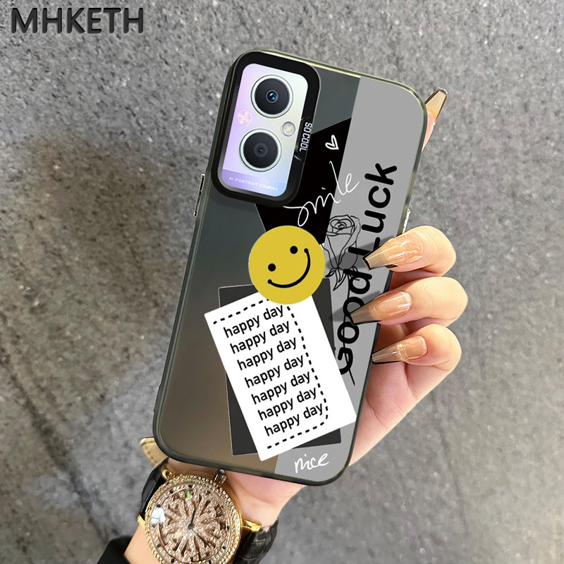 MHKETH เคสสำหรับ OPPO A36 A76 A96 เคสโทรศัพท์รักษาใบหน้ายิ้มที่ทันสมัย