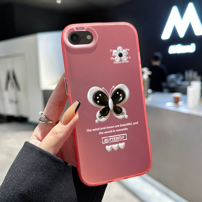 เคสสำหรับ iPhone 6 Plus 6s Plus 7 Plus 8 Plus SE 2020 X Xr Xs Max เคสโทรศัพท์ผีเสื้อดอกไม้เปลือกแข็งกันกระแทก