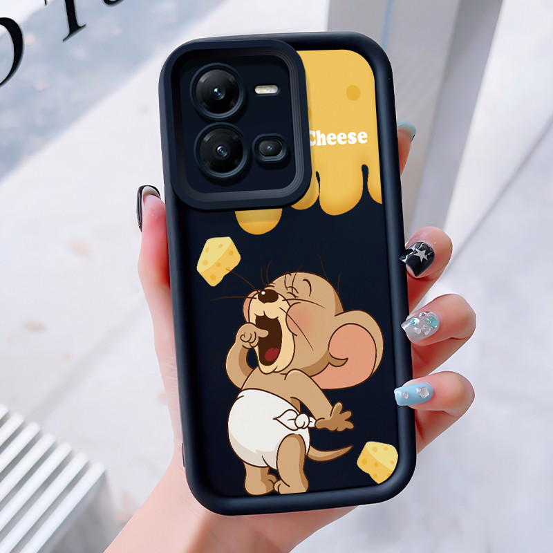 เคสสำหรับ VIVO V25 5G V25e X80 Lite 5G เคสโทรศัพท์แมวหนูสามสีซิลิโคนกันกระแทก