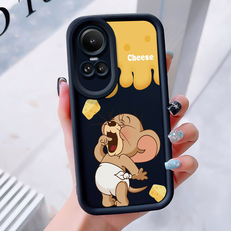เคสสำหรับ OPPO Reno 10 5G Reno 10 Pro 5G Reno 10 Pro Plus เคสโทรศัพท์แมวหนูสามสีซิลิโคนกันกระแทก