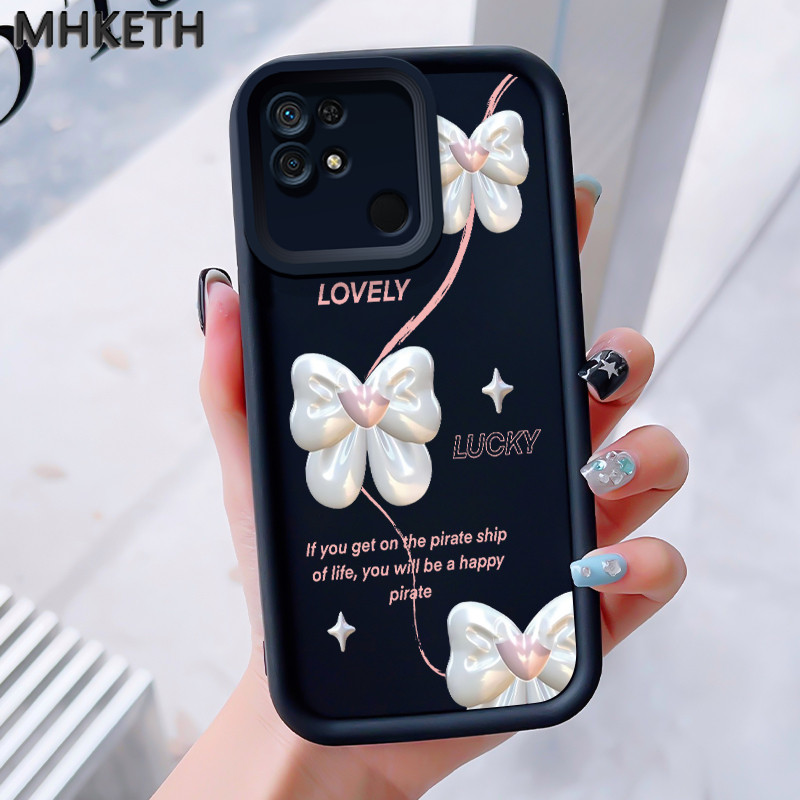 MHKEID เคสสำหรับ Xiaomi Redmi 10C เคสใหม่เคสซิลิโคนติดโบว์ป้องกันโทรศัพท์ตก