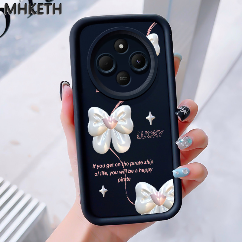 MHKEID เคสสำหรับ Xiaomi Redmi 14C 4G 14C 5G A3 Pro 4G A4 5G POCO C75 เคสใหม่เคสซิลิโคนติดโบว์ป้องกันโทรศัพท์ตก