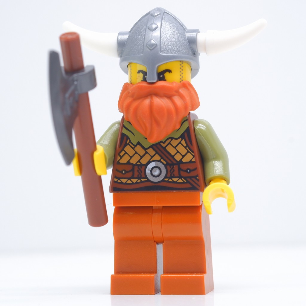 ฟิกเกอร์ ตัวต่อ Viking Warrior Orange Beard จากชุด 31132 Castle & Kingdom | minifigure ของแท้ | ploy