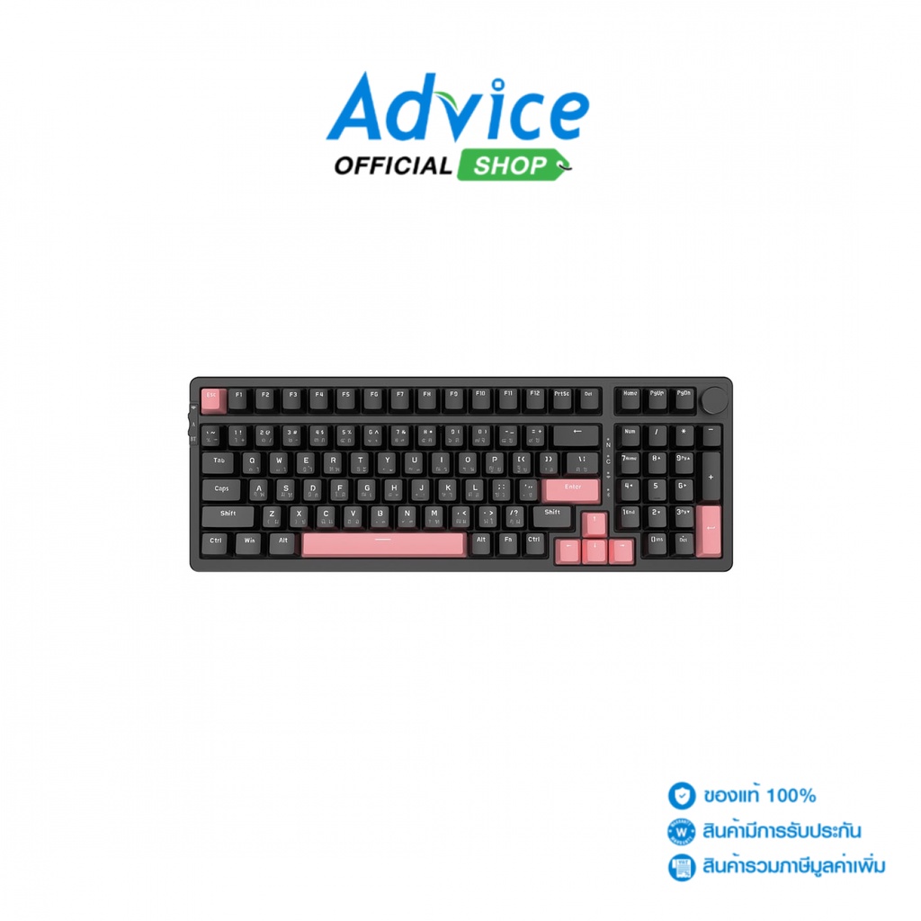 AJAZZ WIRELESS/BLUETOOTH KEYBOARD (คีย์บอร์ด) AK992 MURKY BLUSH - RED SWITCH - A0161007