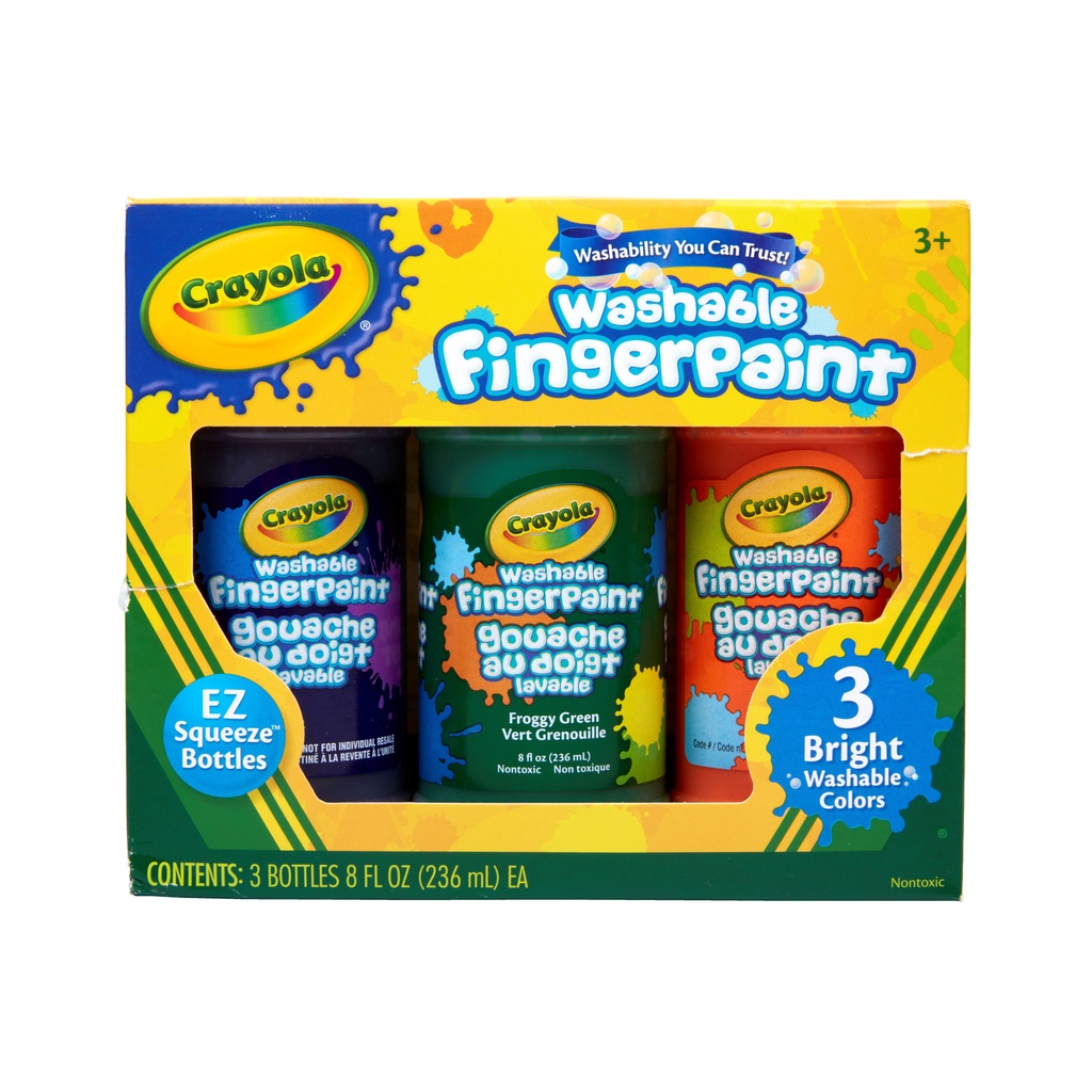 Crayola 3 Colors 8oz Washable  Finger Paint Set เครโยล่า สีเพ้นท์ ระบายด้วยนิ้ว 3สี ขนาด 236ml. 55-1311