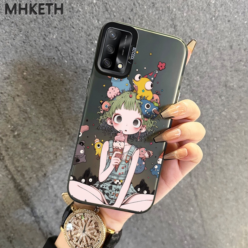 เคสสำหรับ OPPO A74 A95 F19s F19 Pro A94 Reno 5F Reno 5 lite Reno 6 Lite เคสโทรศัพท์สำหรับหญิงสาวน่ารักไอศกรีมแฟนตาซี