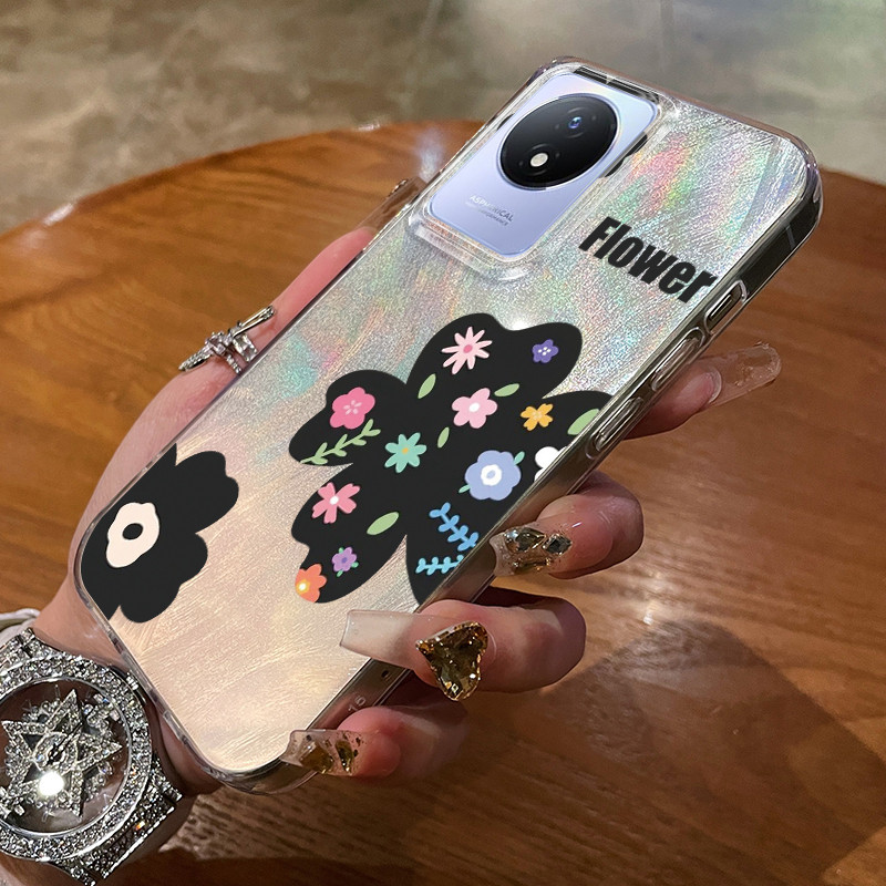 เคสสำหรับ VIVO Y02 Y02A Y02T Y11 2023 เคสโทรศัพท์ดอกไม้
