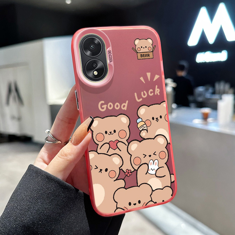 เคสสำหรับ OPPO A18 A38 A31 2020 A8 เคสโทรศัพท์การ์ตูนหมีกระต่ายน่ารัก