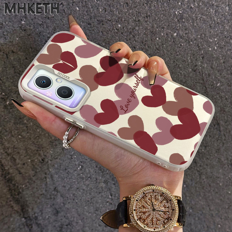 MHKETH เคสสำหรับ OPPO A36 A76 A96 เคสโทรศัพท์กันกระแทกแบบรูปหัวใจ