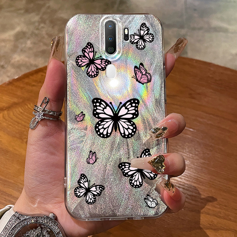 เคสสำหรับ OPPO A5 2020 A9 2020 A11 A11X เคสโทรศัพท์แนวโน้มกันกระแทกผีเสื้อ