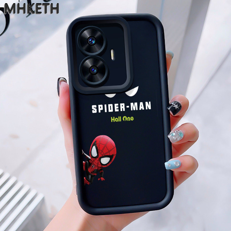 MHKEID เคสสำหรับ Realme C55 Narzo N55 เคสโทรศัพท์การ์ตูนสไปเดอร์แมนซิลิโคนกันกระแทก