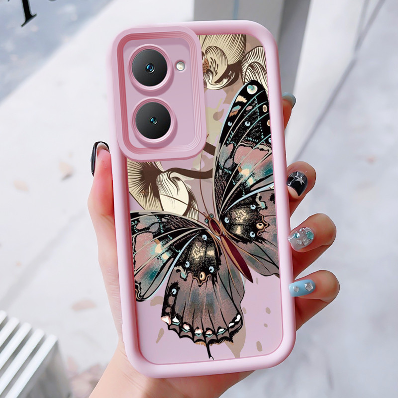เคสสำหรับ VIVO Y03 Y03T Y18 Y18i Y18e Y18t Y18s Y28e 5G เคสโทรศัพท์ผีเสื้อสามสีซิลิโคนกันกระแทก