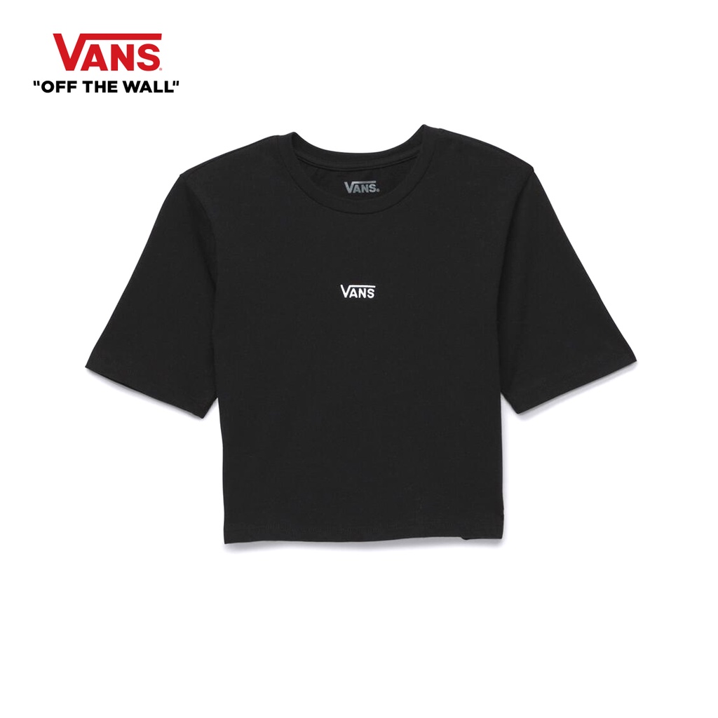 VANS FLYING V CROP CREW SPORT - BLACK เสื้อยืด เสื้อยืดแวนส์ ผู้หญิง