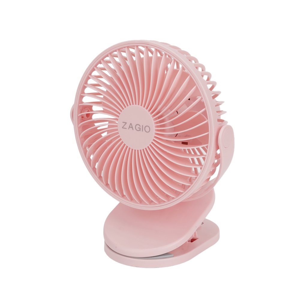 พัดลมไร้สายแบบหนีบ 5 นิ้ว ZAGIO รุ่น ZG-9158 PK สีชมพู