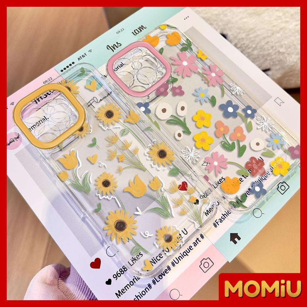 MOMiU - เข้ากันได้สำหรับ เคสไอโฟน11 เคส iphone 16 Pro Max 7Plus XR 12 13 14 15 เคสใส ดอกทานตะวันแสนสวย