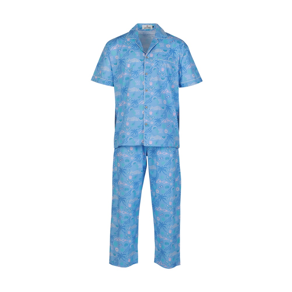 John Henry Underwear Sleepwear ชุดนอนแขนสั้น รุ่น JU JU6052SL สีฟ้า