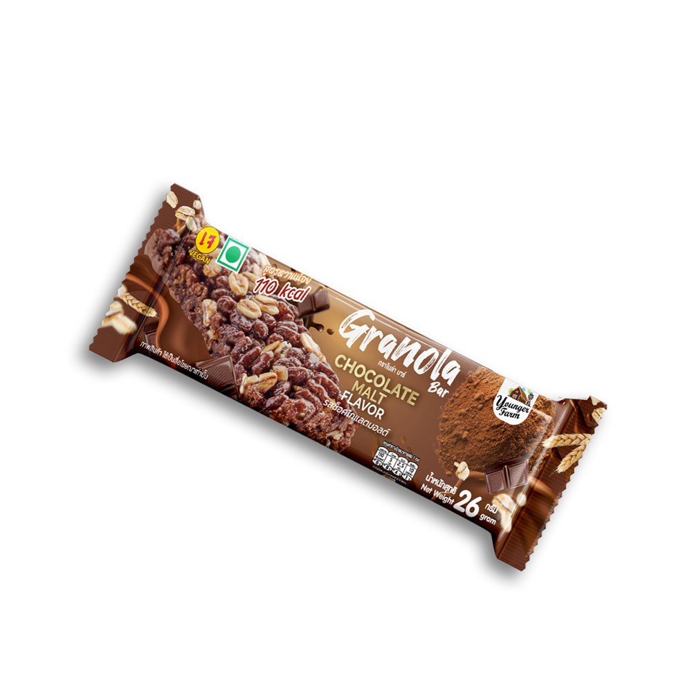 📢 ยังเกอร์ฟาร์มกราโนล่าบาร์ช็อคโกแลต 26 กรัม 🌈 YOUNGER FARM GRANOLA BAR CHOCOLATE 26 G. 💦 ซีเรียล 🎐 