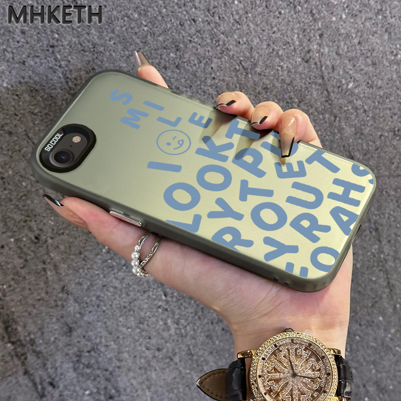 MHKETH เคสสำหรับ iPhone 6 Plus 6s Plus 7 Plus 8 Plus SE 2020 X Xr Xs Max เคสโทรศัพท์มีลายหน้ายิ้มส่วนบุคคล