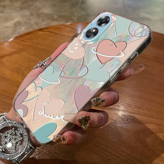 เคสสำหรับ OPPO A17 A17K เคสโทรศัพท์แนวโน้มกันกระแทกสีสันรักหัวใจ