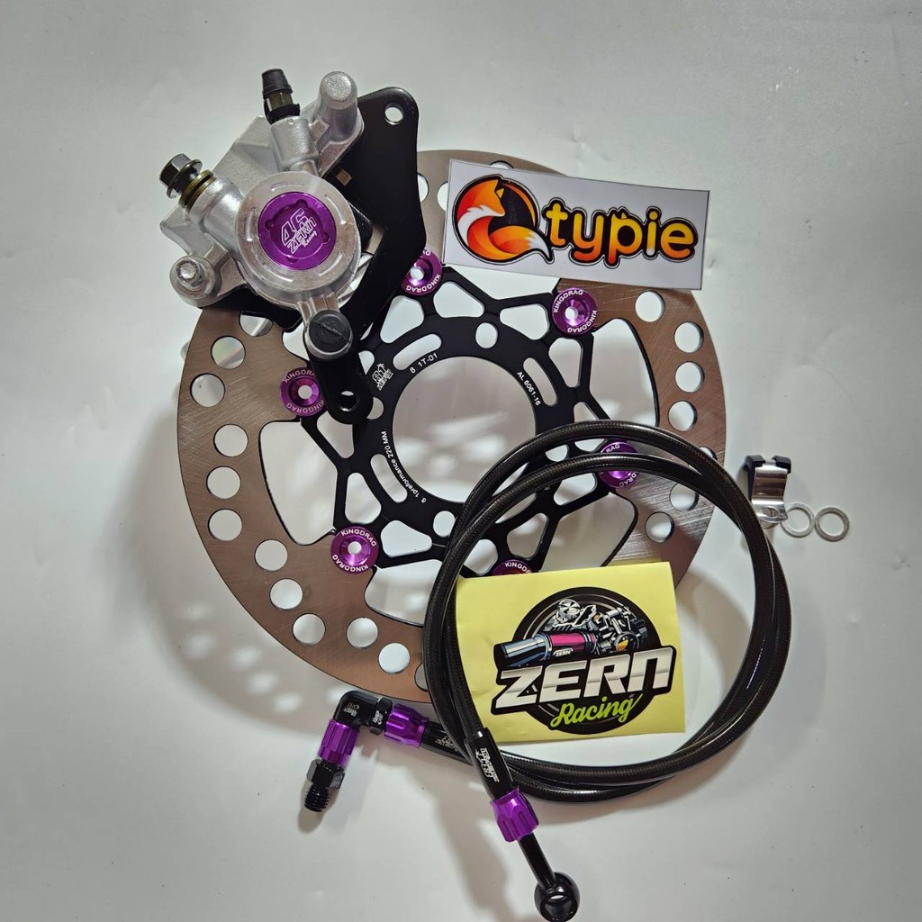 ชุด3ชิ้น ปั๊มล่าง1พอท46 สีม่วง เวฟ110i 2009-2025 + จานสีดำหมุดม่วง + สายเบรคฟันเฟือง ดำตัดม่วง เวฟ11