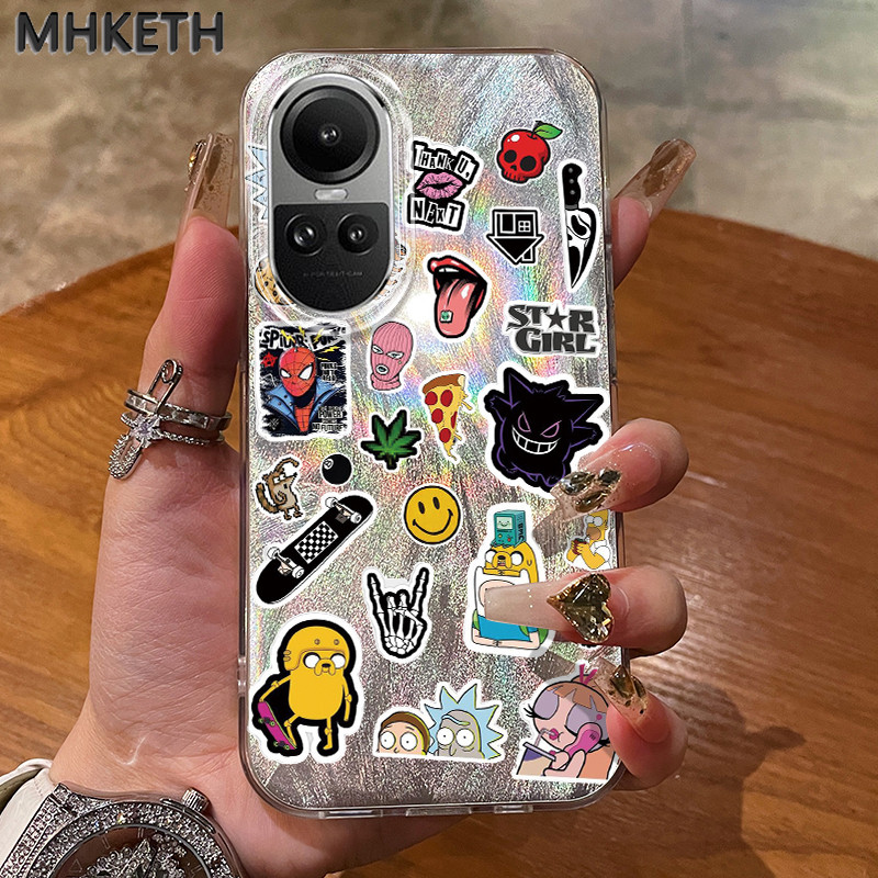 MHKETH เคสสำหรับ OPPO Reno 10 5G Reno 10 PRo 5G Reno 8T Reno 6 เคสมือถือหลากสีสันแบรนด์อินเทรนด์