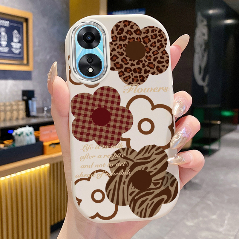 เคสสำหรับ OPPO A58 5G A78 5G A58X 5G A1X A2X 5G A58 4G A98 5G A1 5G เคสโทรศัพท์พิมพ์เสือดาวดอกไม้กันกระแทกกลมและอ้วน