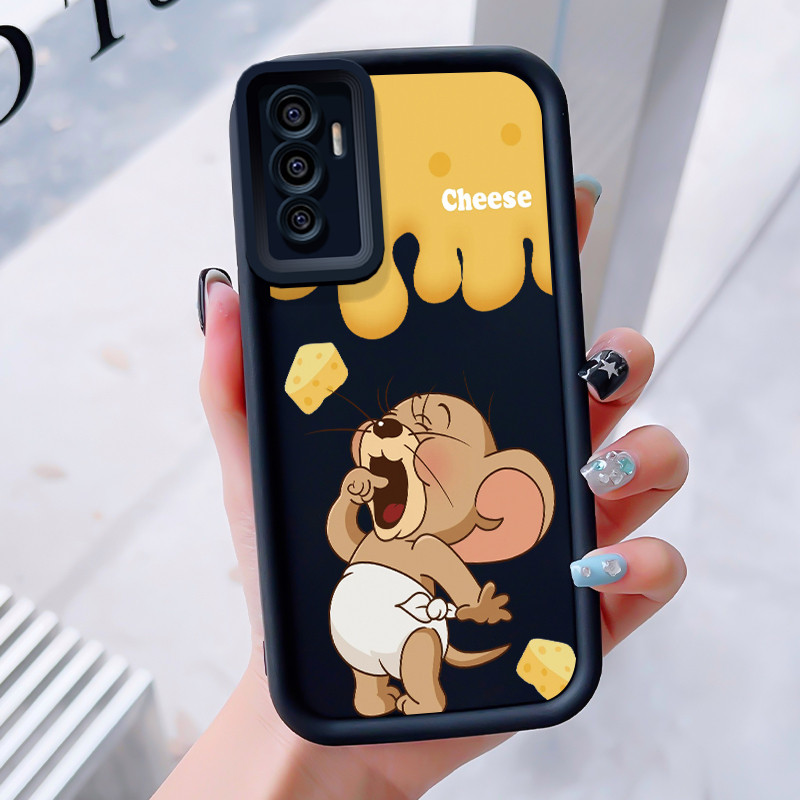 เคสสำหรับ VIVO V23E 4G V23E 5G Y75 เคสโทรศัพท์แมวหนูสามสีซิลิโคนกันกระแทก