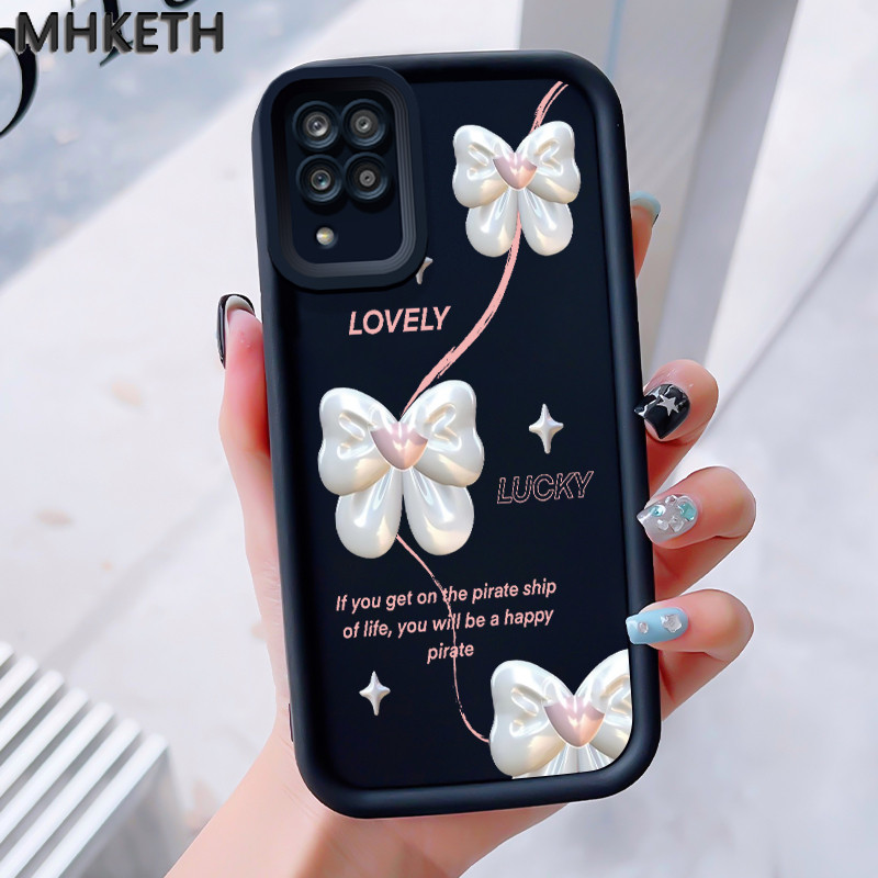 MHKEID เคสสำหรับ Samsung A12 4G A12 5G F12 M12 เคสใหม่เคสซิลิโคนติดโบว์ป้องกันโทรศัพท์ตก