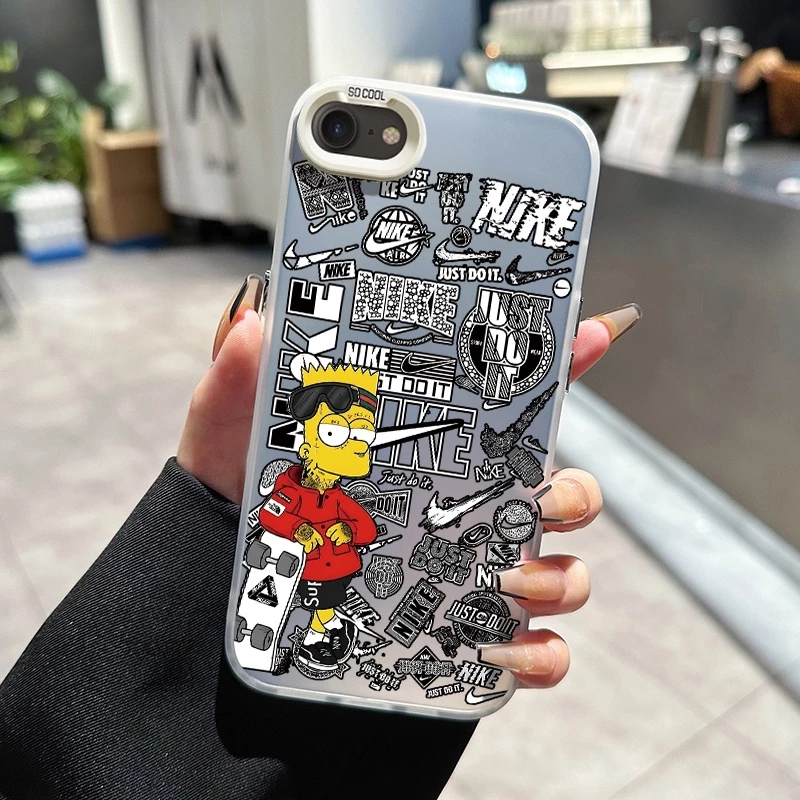 เคสสำหรับ iPhone 6 Plus 6s Plus 7 Plus 8 Plus SE 2020 X Xr Xs Max เคสโทรศัพท์แบรนด์อินเทรนด์โปร่งใส